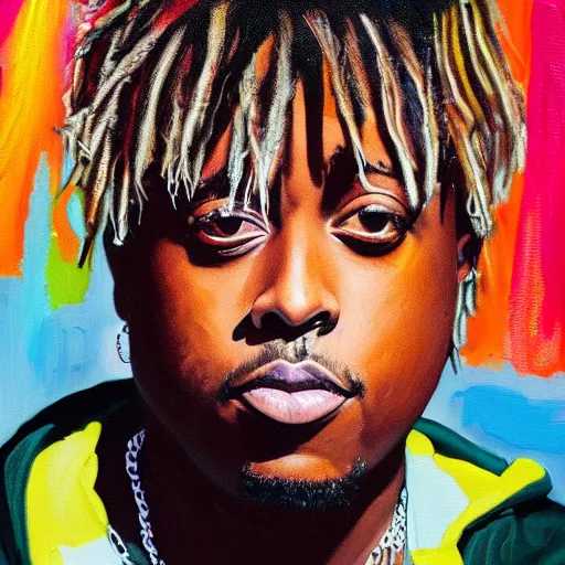 Image similar to juice wrld as a painting 4K detail