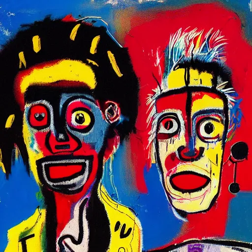 Image similar to man and woman, in the style of Basquiat