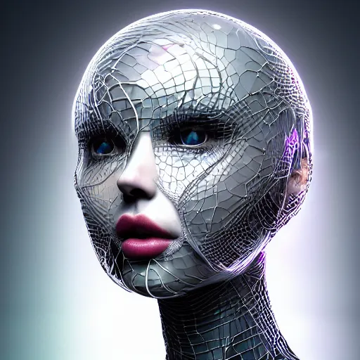 Prompt: closeup portrait of an absurdly beautiful, graceful, sophisticated, fashionable cyberpunk mechanoid gravure idol, an ultrafine hyperdetailed illustration by irakli nadar, matt wisniewski style, fashion photography, intricate linework, porcelain skin, jellyfish headset, unreal engine 5 highly rendered, global illumination, radiant light, detailed and intricate environment