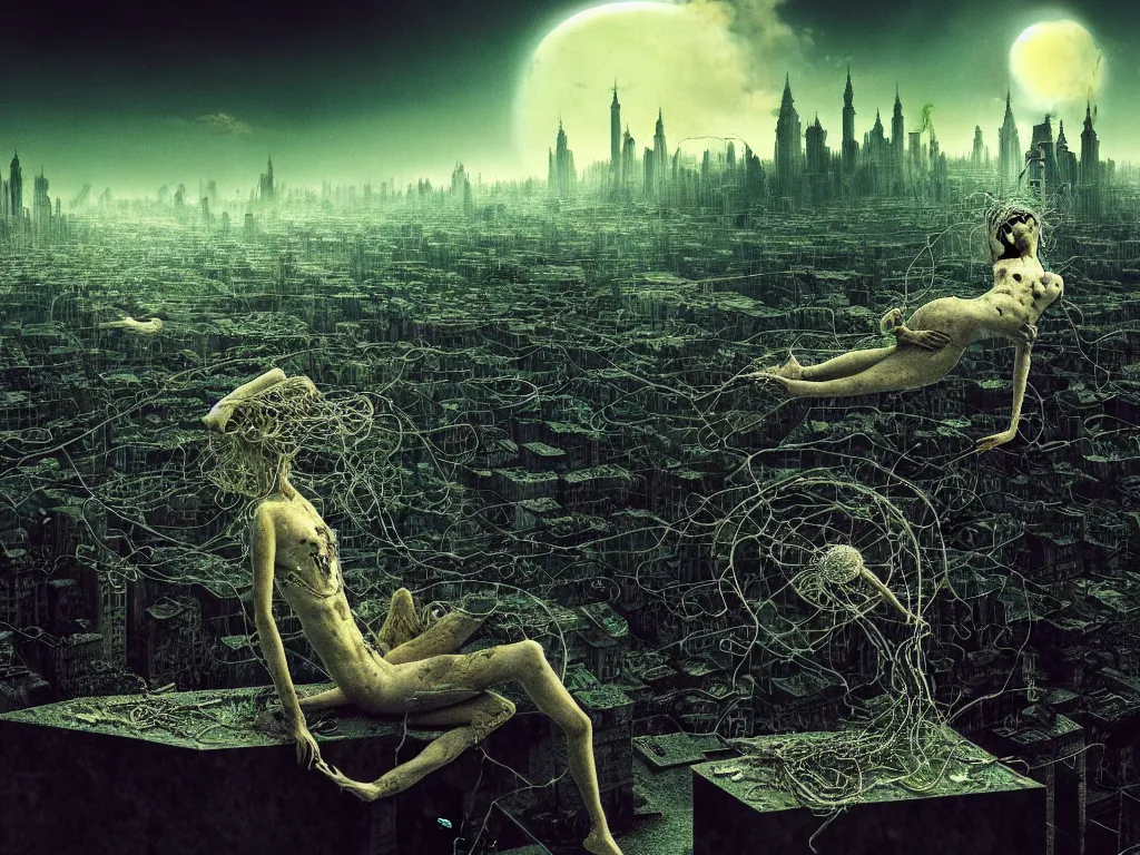 Image similar to highly detailed photo of living is the illusion of dying, trending on deviantart, neo surrealism, sharp focus, 4 k, a lot of little details, octane, masterpiece, art by max ernst