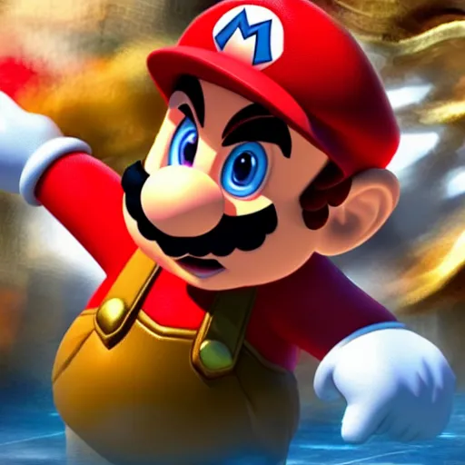 Prompt: super Mario in god of war