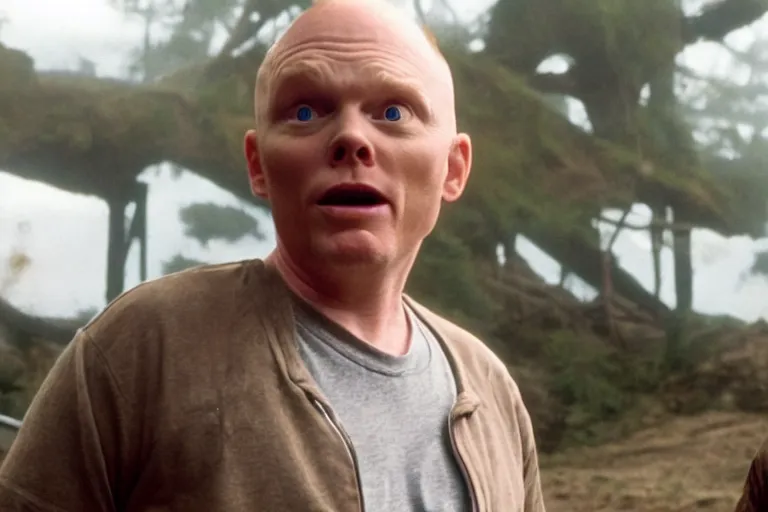 Image similar to a film still of Bill burr in a goonies, high quality