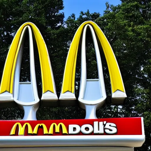 Image similar to mcdonald's sign, funny jumbled letters