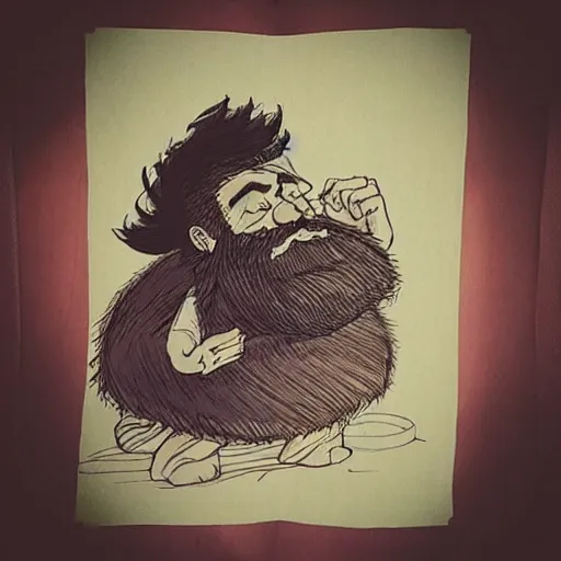 Prompt: “a bearded dwarf carrying a big bag, style of takehiko inoue”