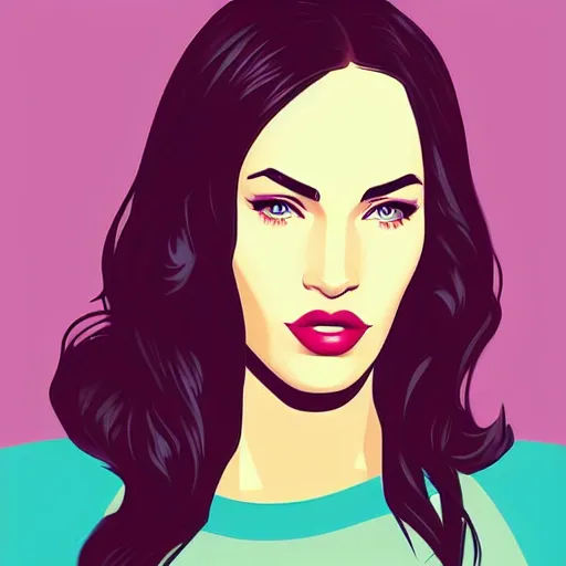 Image similar to portrait of megan fox by Tom Whalen, highly detailed, fantasy, artstation