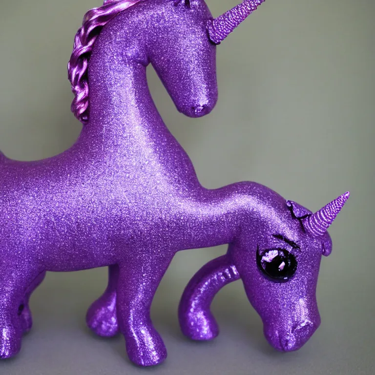 Prompt: a beautiful sparkling purple unicorn toy, by daedalus