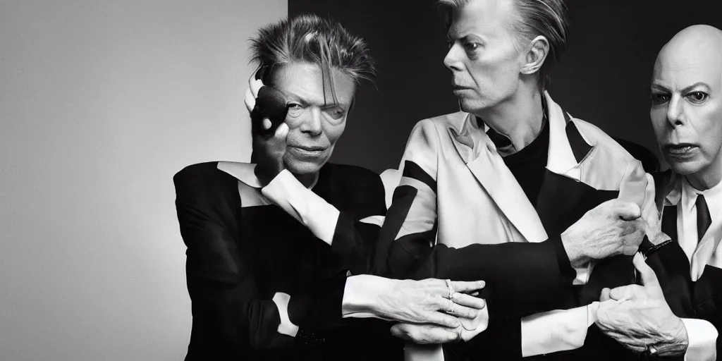 Image similar to david bowie with brian eno, 2 0 4 0 year