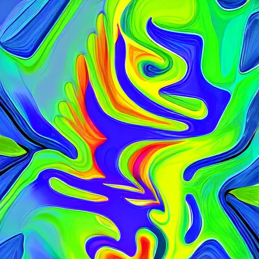 Image similar to a liquid sculpture, large geometric, complementary colors, digital art