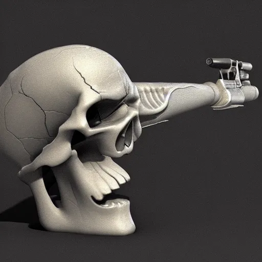 Prompt: skull and gun, 3d render