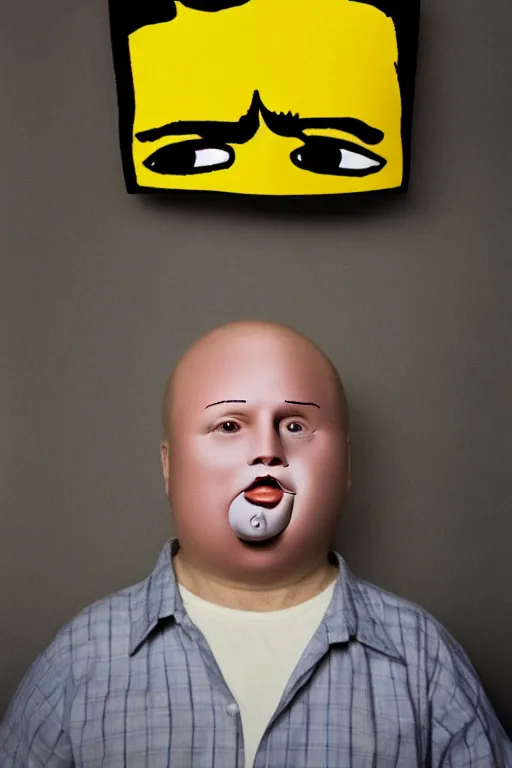 Image similar to Bobby Hill wearing a Bart Simpson mask Face Portrait, 8K Photography by Steve McCurry, unsettling