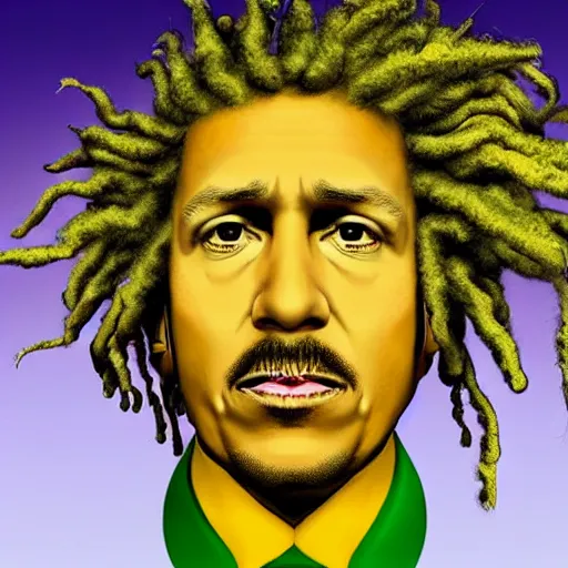 Image similar to Donald Trump with rasta hairstyle, realistic, ultra detailed