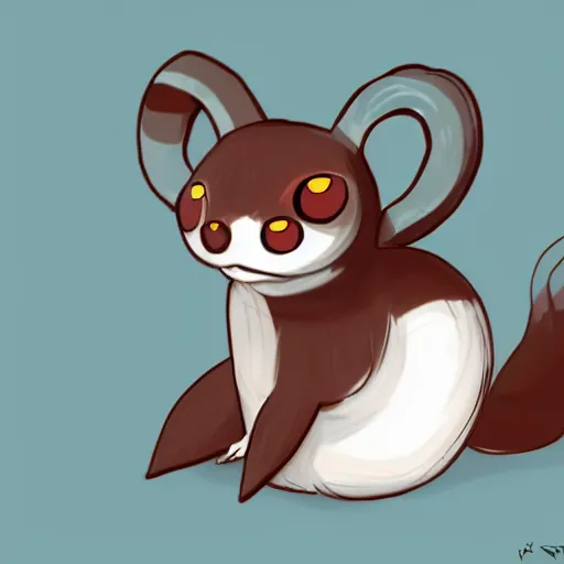 Image similar to furret, the ferret pokemon. adorable eyes, high quality and detail digital art