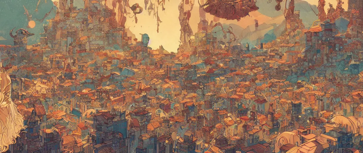 Prompt: A beautiful illustration of a civilization of anthropomorphic Feline warriors by Victo Ngai | Graphic Novel, Visual Novel, Colored Pencil, Comic Book:.3 | unreal engine:.5 | establishing shot