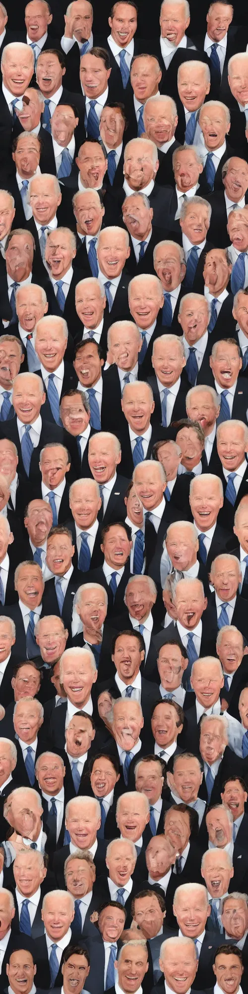 Prompt: a vertical stack of joe biden faces, detailed photograph