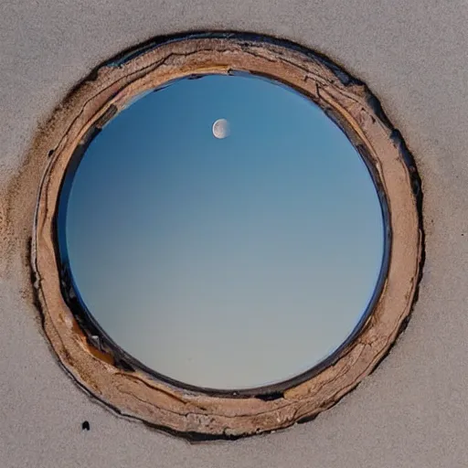 Prompt: full moon reflected in broken mirror