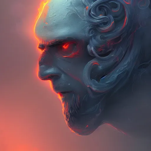 Prompt: side view of a man made of swirling smoke and tendrils of fog, sunset colors, cinematic, highly detailed, digital painting, artstation, concept art, smooth, sharp focus, illustration