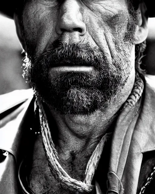 Image similar to film still close up shot of ron perlman as the man with no name from the movie a fistful of dollars. photographic, photography