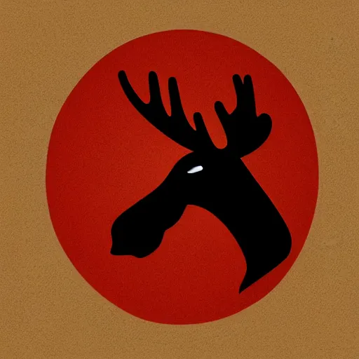 Prompt: sleepy red moose, logo, vector art, minimalism,
