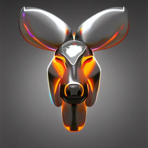 Image similar to chrome moose, glossy, metallic, neon, symmetrical, tribal patterns, realistic, unreal engine, octane, redshift, artstation, behance