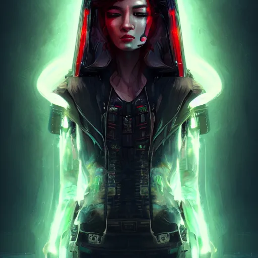 Prompt: a beautiful portrait of a cyberpunk rogue by kim hyun joo, neon ambience, trending on artstation
