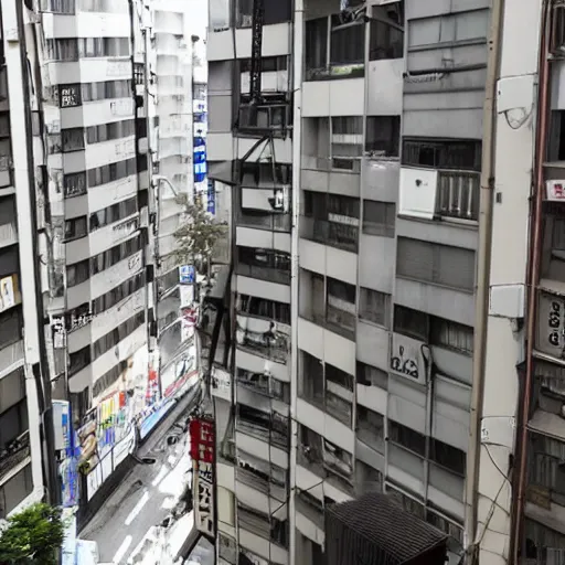 Prompt: view of inside a cramped shibuya apartment