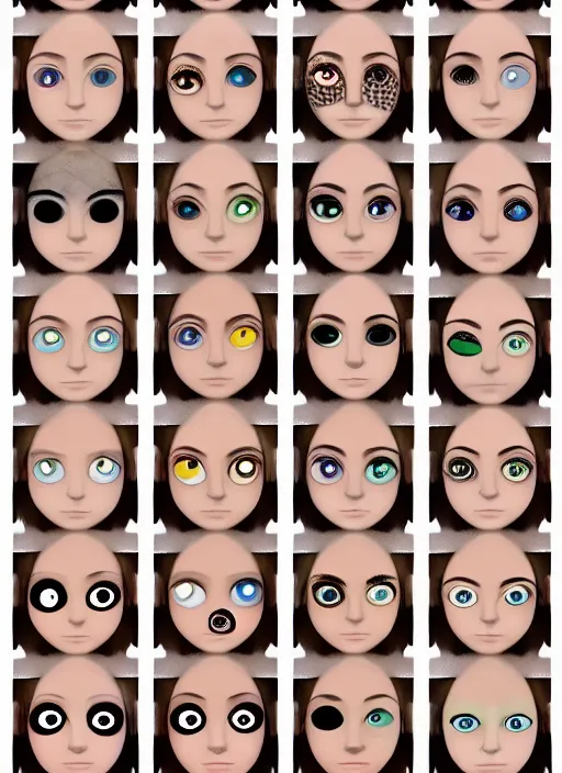 Image similar to diverse eyes!, dot pupils, advanced art, art styles mix, from wikipedia, grid of styles, various eye shapes