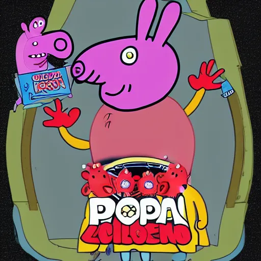 Image similar to a xenomorph in style of peppa pig cartoon,