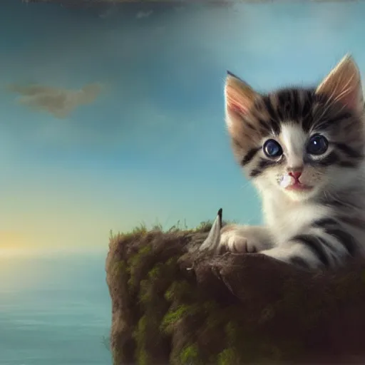 Prompt: beautiful matte painting of a kitten, mai anh tran