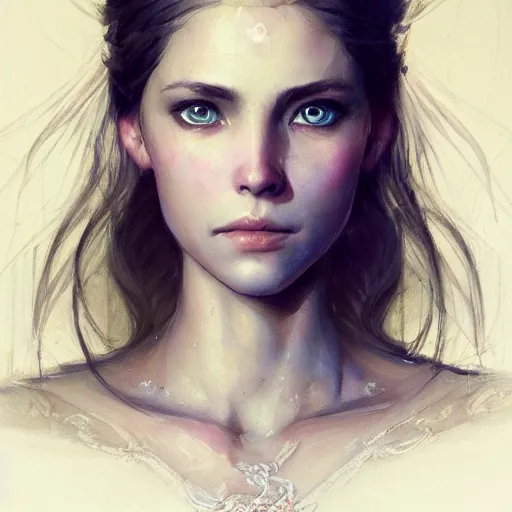 Prompt: a portrait of a beautiful hopeful lady with pretty eyes, beautiful eyes, beautiful eyes, beautiful eyes, highly detailed eyes, looking up, looking up, light smiling, art of wlop and greg rutkowski, intricate, high details, eyes, epic fantasy art, cgsociety, trending on artstation, bright light masterpiece, ray of light through white hair
