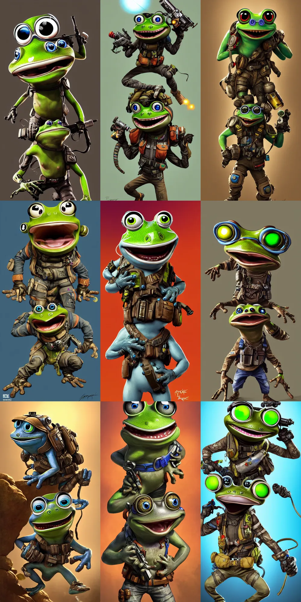 Prompt: crazy frog as an apex legends character a action shot digital illustration portrait design by, mark brooks and brad kunkle detailed, gorgeous lighting, wide angle action dynamic portrait one subject, one character