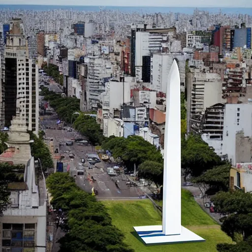 Image similar to realistic photo of buenos aires but the obelisk is a giant banana