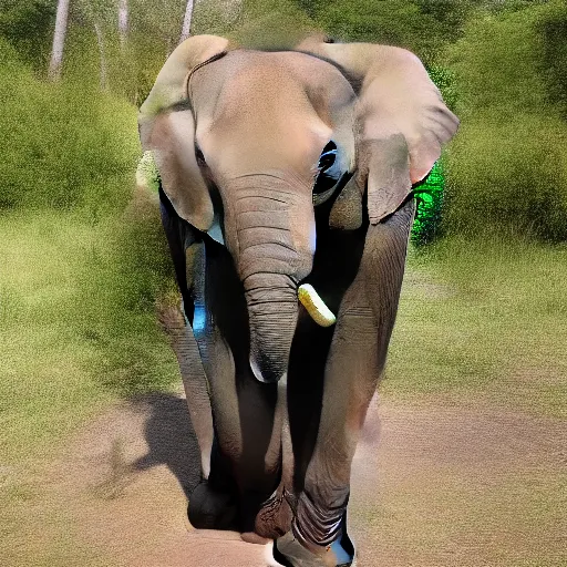 Prompt: an elephant standing on one leg