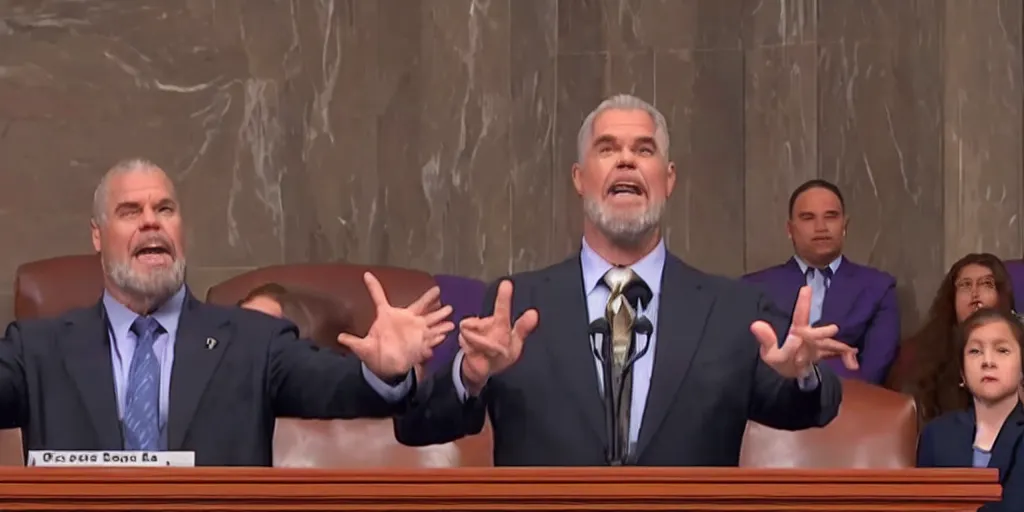 Prompt: Thanos giving a speech in congress on C-Span