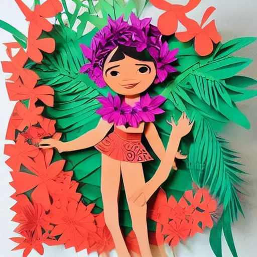 Image similar to cut paper sculpture of moana