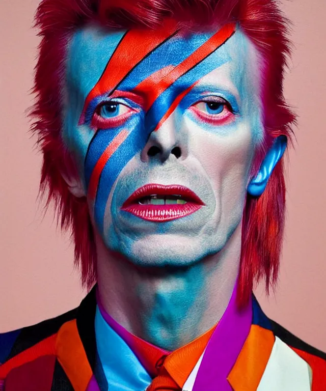 Image similar to a color photograph of david bowie, by catherine opie, intense, bold, exaggerated, overblown, hyperrealistic, ultra sharp, extra details, ultra high quality, trending on pinteresst