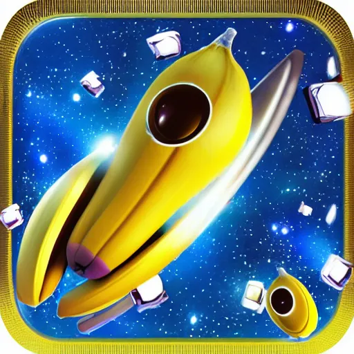 Image similar to banana spaceship fight in the galaxy