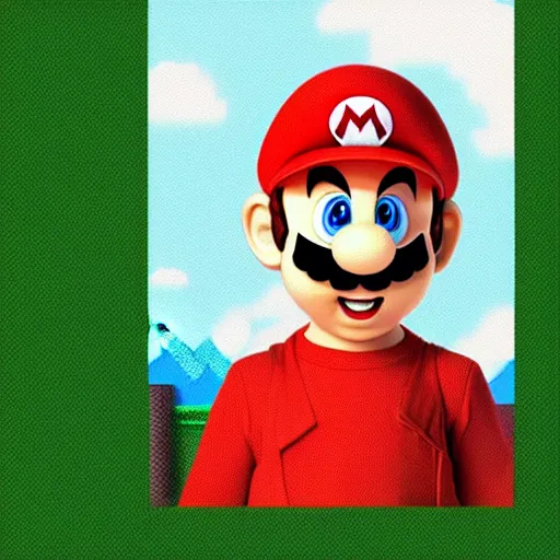 Prompt: super mario portrait in real life