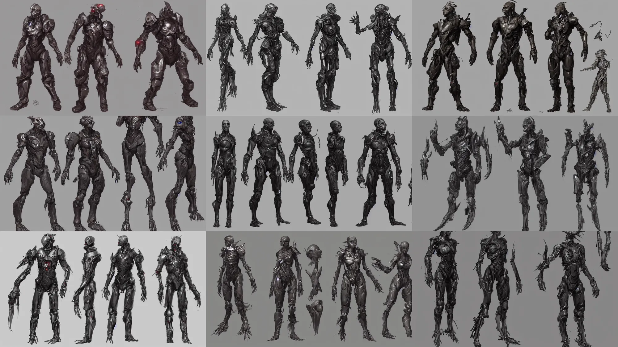 Prompt: character concept art, augmented limbs, exoskeleton, artstation