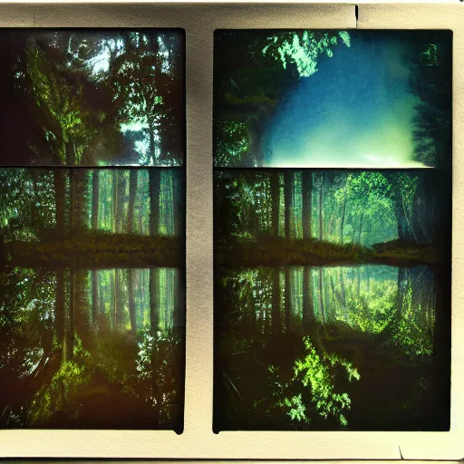 Prompt: polaroid of a surreal artsy dream scene, nature, double exposure