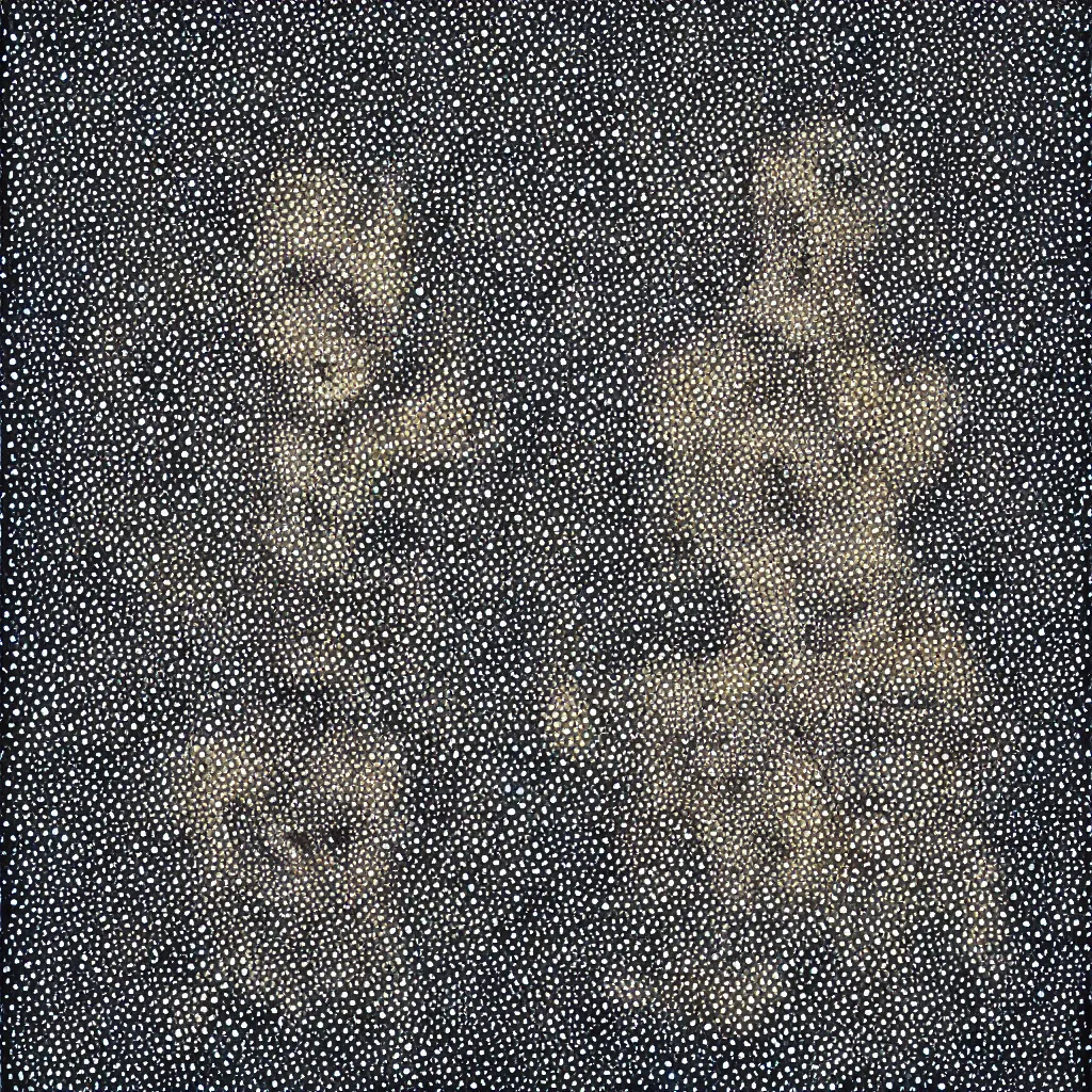 Image similar to camo made of out teeth, smiling, abstract, maya bloch artwork, do hoang tuong artwork, cryptic, dots, stipple, lines, splotch, concrete, color tearing, uranium, neon, pitch bending, faceless people, dark, ominous, eerie, minimal, points, technical, painting