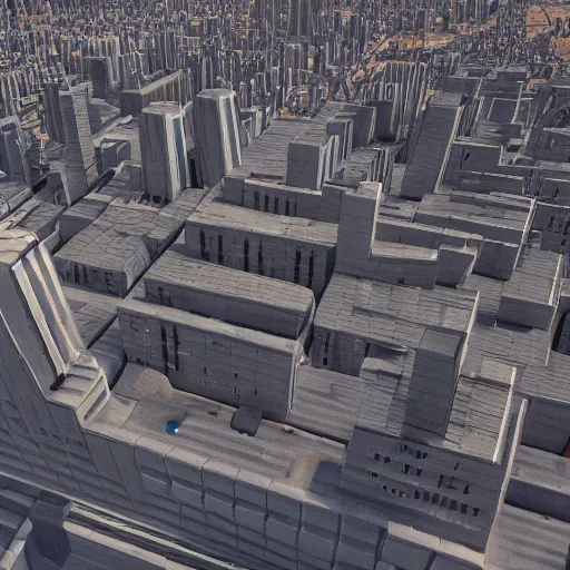 Prompt: a dystopian soviet brutalist city in cities skylines, very detailed, high quality photo, designed by David Adjaye, architecture by Kengo Kuma