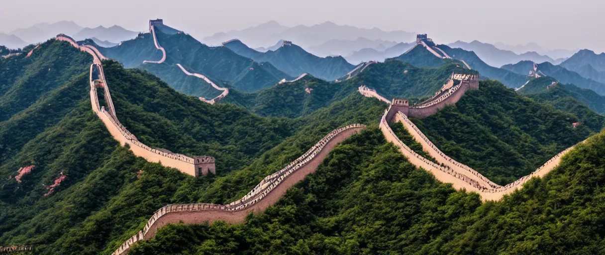 Image similar to the great wall of china holding the ocean, aerial view