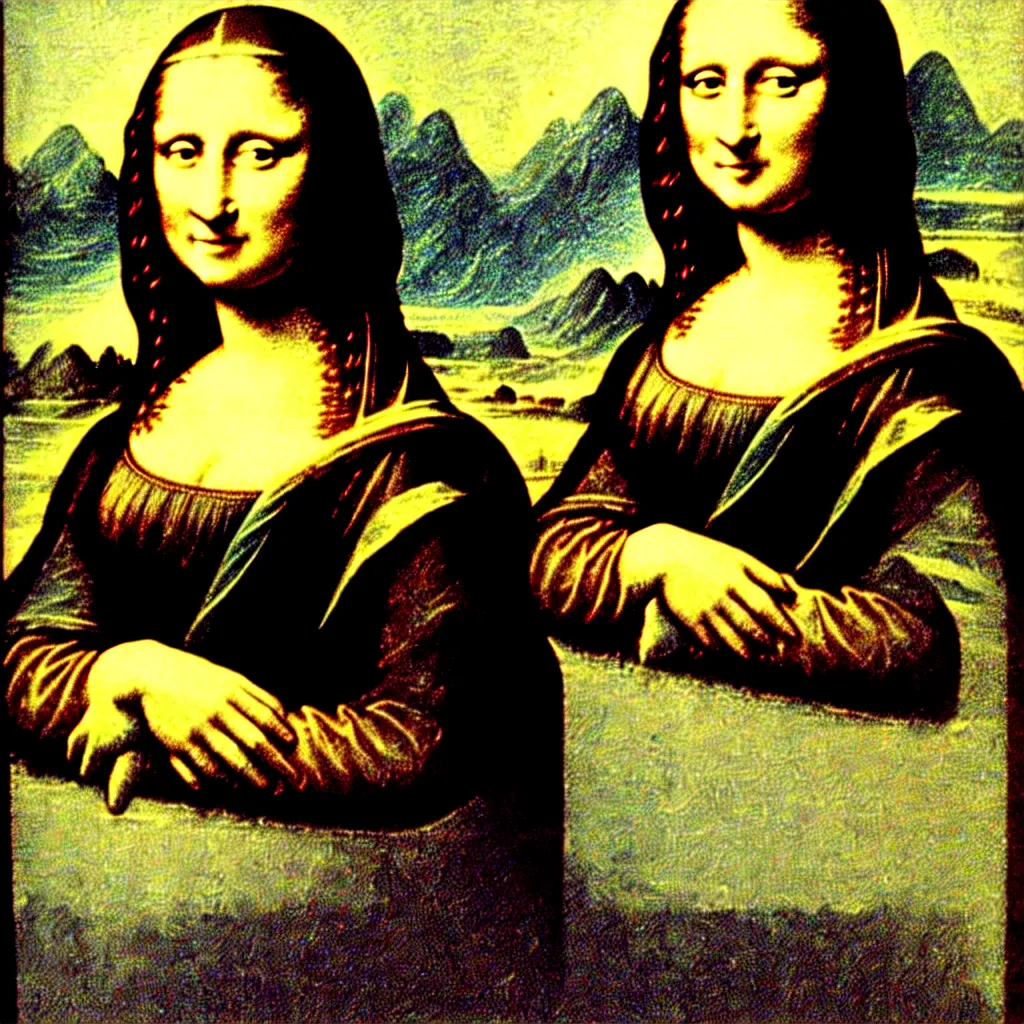 Prompt: the mona lisa painted by andy warhol