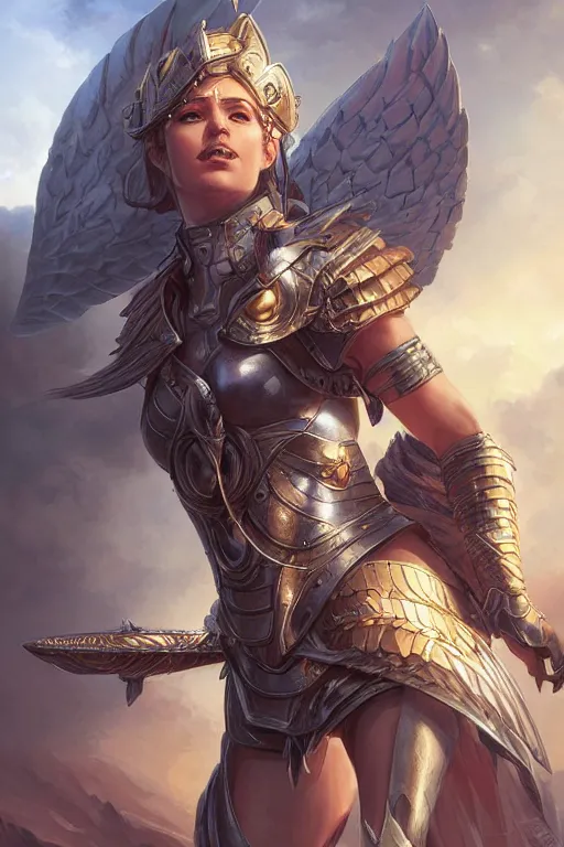 Image similar to amazon valkyrie athena, d & d, fantasy, portrait, highly detailed, headshot, digital painting, trending on artstation, concept art, sharp focus, illustration, art by artgerm and greg rutkowski and magali villeneuve