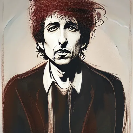 Prompt: concept art of bob dylan by jama jurabaev, portrait, greig fraser, roger deakins, cinematic shot, trending on artstation, high quality, brush stroke