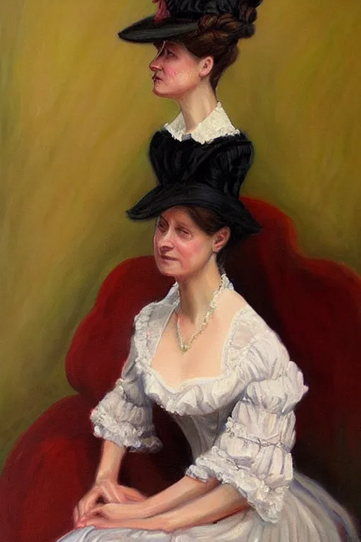 Image similar to victorian lady, painting by berta morizot