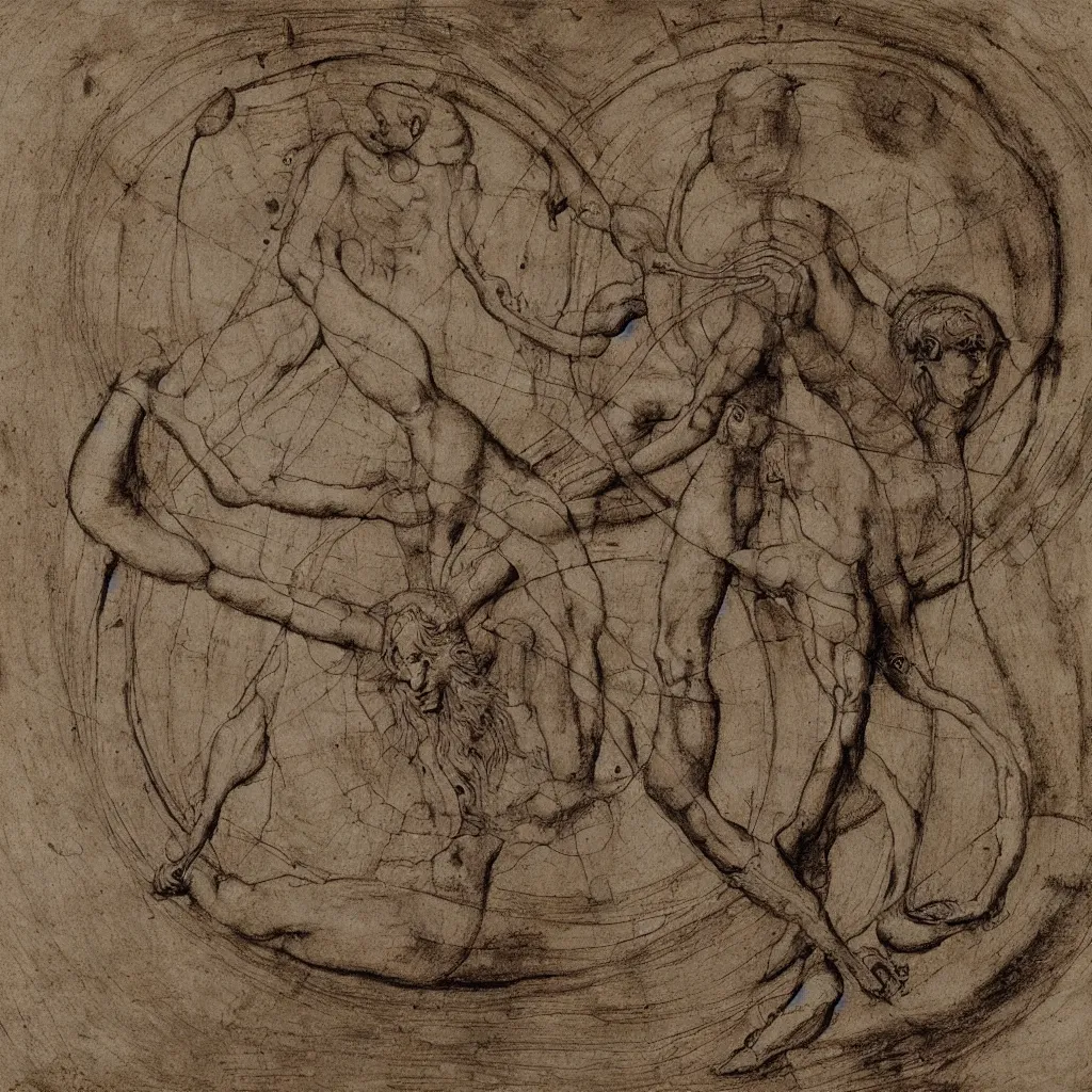 Prompt: vitruvian alien drawing by leonardo da vinci, 8 k