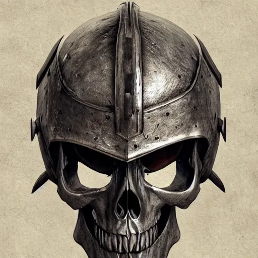 Image similar to medieval helmet in the shape of a demon skull, epic, illustration, artsation, 4 k