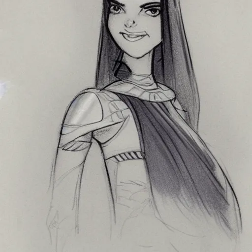 Image similar to milt kahl sketch of victoria justice as princess padme from star wars episode 3