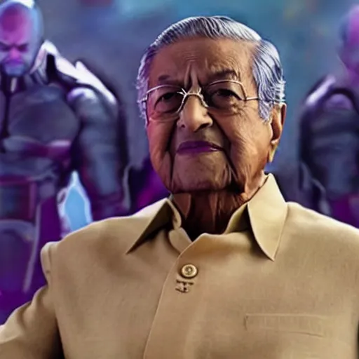 Prompt: Mahathir as Thanos, movie still, cinematic